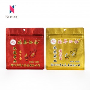 Hot Sale Plastic Printed Flat Bottom Gold Film Chinese Tea Metal 500g Food Packaging Bag