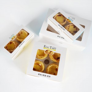 Cup Cake Macaron Tart Dessert Portuguese Egg Tart Box With Clear Lid