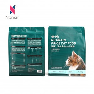 Professional Square Bottom Plastic Bag for Cat and Dog Food Eight-Sided Ziplock Packaging