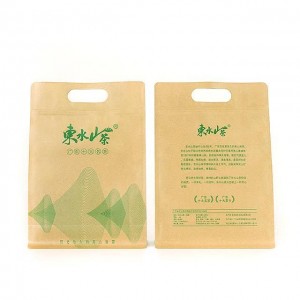 Food Packaging Zipper Pouch Flat Bottom Kraft Paper Bags For Solid Drink Or Snacks