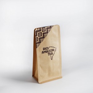 Aluminum Foil Lined Square Grease Proof Base Brown Kraft Paper Bags Food Grade With Rolled Edge