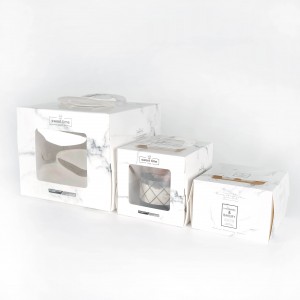 Τετράγωνο προηγμένης τεχνολογίας Μαρμάρινες τσάντες μεταφοράς Χάρτινο κουτί κέικ με παράθυρο