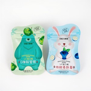 Plastik 3 Sisi Sealed Pouch Special Shaped Ziplock Bags Kanggo Candy