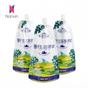 Bpa-Free Packaging Recyclable Juice Blueberry Jelly Finyani Thumba Lopanda Thumba Lokhala Ndi Thumba Laling'ono la Spout