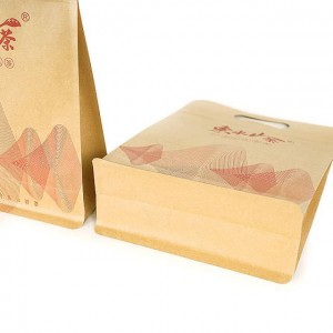 Dahareun bungkusan seleting Kantong Datar Bottom Kraft Paper Bag Pikeun inuman padet atawa snacks