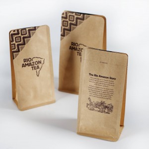Aluminum Foil Lined Square Grease Proof Base Brown Kraft Paper Bags Food Grade With Rolled Edge