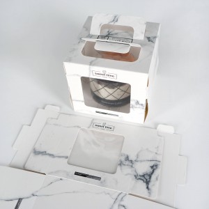 Štvorcová pokročilá technológia Mramorové vrecúška Papierová krabička na koláče s okienkom