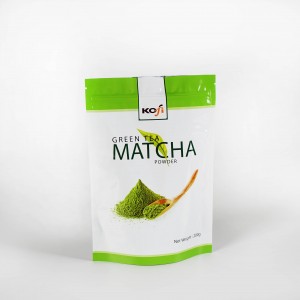Resealable Aluminum Foil Matcha Milk Powder Stand Up Pouch Plastic Packaging Bag With Zipper