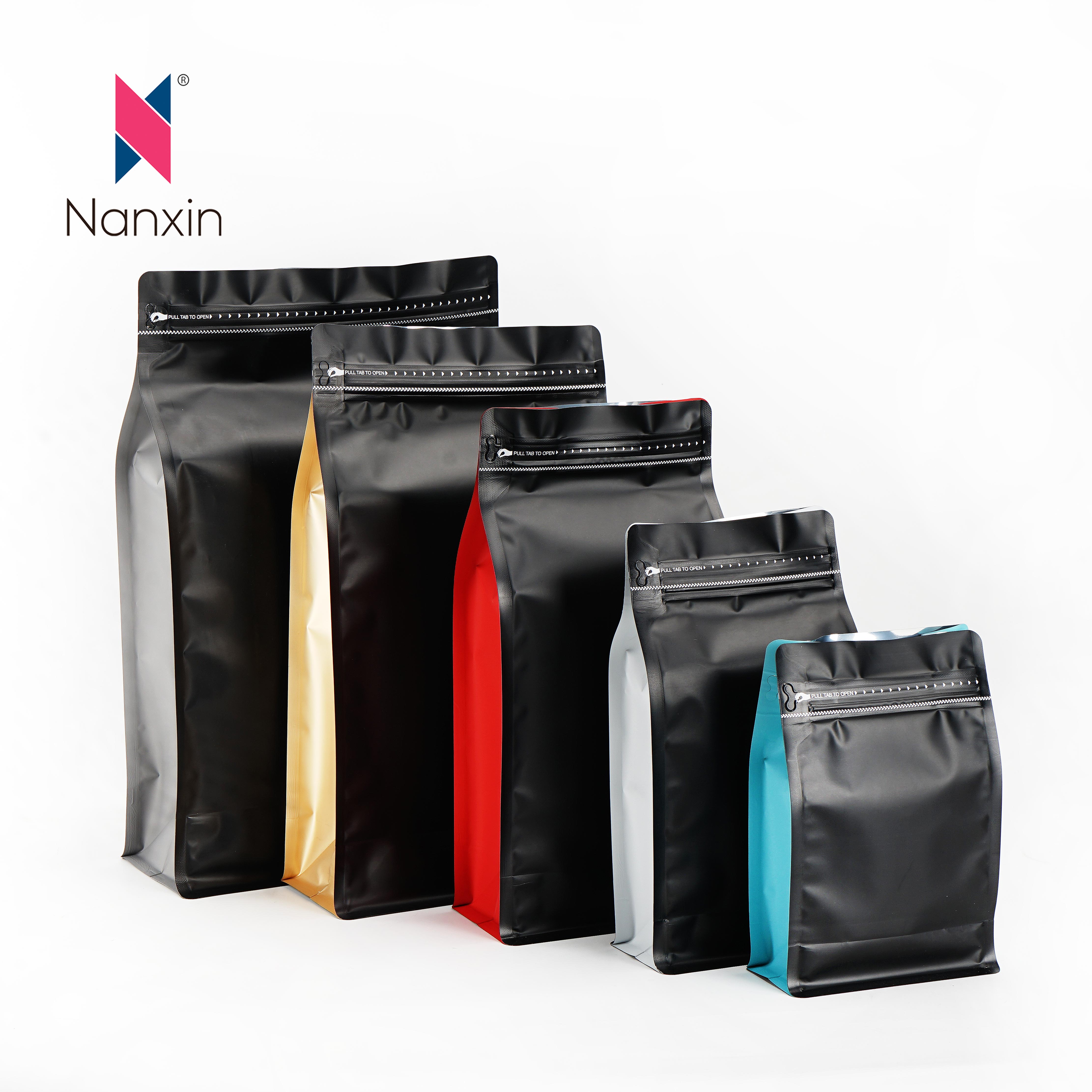 Aṣa Tunlo Biodegradable 1kg Awọn baagi Kofi Valve Kraft Paper Flat Bottom Bag Sipper Resealable Coffee baags With Valve
