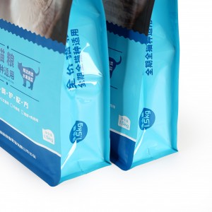 Sacchetto richiudibile a fondo piatto personalizzato Imballaggio secco di alimenti per cani Sacchetti di plastica in piedi per alimenti per cani 15 kg 20 kg per animali domestici grandi e piccoli