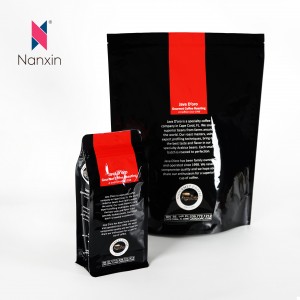 Затваряща се самостоятелно стояща чанта за кафе на зърна с плоско дъно / торба за опаковане на кафе на зърна с клапан и цип 250g 500g 1000g
