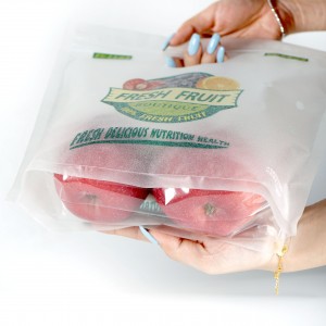 Kilang borong Buah-buahan dan Sayur-sayuran Boleh Ditutup Semula Beg Berlubang Tegak Poket Buah Segar dengan Lubang Bolong Pembungkusan Beg Zip Plastik