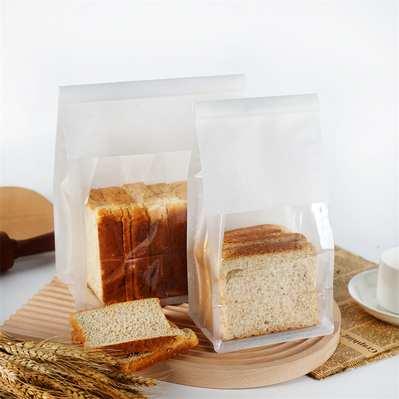 Square Pazasi Chikafu Giredhi Cookies Sandwich Bread Packaging Brown Kraft Paper Bakery Bag