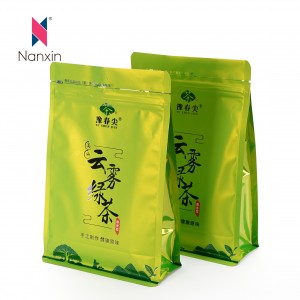Flat Bottom Packing Bags Mylar With Zipper Para sa Green Tea