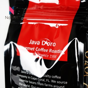 Qese e paketueshme me kokrra kafeje me fund të sheshtë që mund të mbyllet vetë / Qese paketimi me kokrra kafeje me valvul dhe zinxhir 250g 500g 1000g