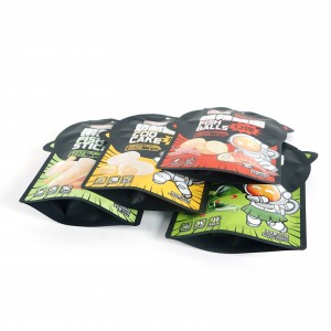 Phatlalatso e Khethehileng ea Shaped Pouch Plastic 3 Side Seal Heat Seal Stand Up Food Bag Product