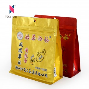 熱い販売プラスチック プリント平底ゴールド フィルム中国茶金属 500 グラム食品包装袋