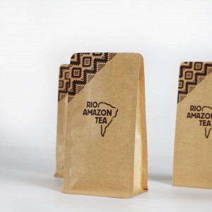 Produto comestível quadrado alinhado folha de alumínio dos sacos de papel de Brown Kraft da base da prova da graxa com borda rolada