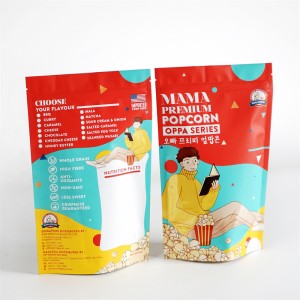 Resealable Simuka Pouch Ine Yakavharwa Zip Popcorn Packaging Bag