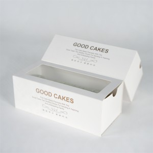 Pienet valkoiset laatikolliset leipomo-suklaamacaron-kakkurullapaperilaatikot kakkuviipaleille