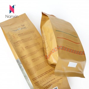 Saco de embalagem de café com reforço lateral de plástico de alta qualidade com válvula para feijão de café