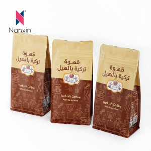 Resealable Self Standing Flat Bootom Coffee Bean Bag/Coffee Bean Packaging Bag with والو ۽ زپ 250g 500g 1000g