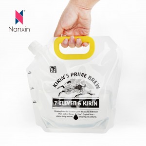 Прилагодено печатење бликана алуминиумска фолија пластична 1L 2L 2,5L 5L течна торбичка за полнење вода за пакување сок од сок