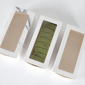 Kotak Kertas Gulung Kue Macaron Coklat Roti Laci Putih Kecil Untuk Irisan Kue