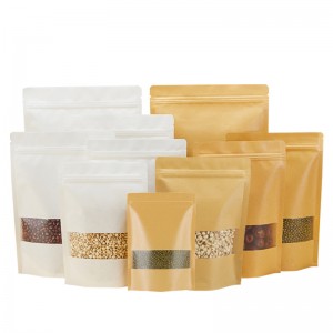 Custom Eco Recyclable Resealable Ziplock Food Kraft Paper Stand Up Flat Pouch Packaging