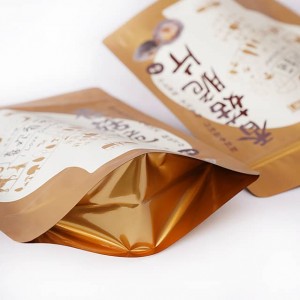 کیسه بسته بندی زیپ دار پایه دار قابل مصرف خوراکی با فویل آلومینیومی پلاستیکی با شکاف پارگی برای میان وعده