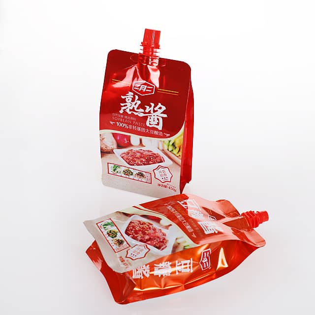 200 ml juicetut pose Utskrift Stand Up plastpose med munnstykke for tomatsaus