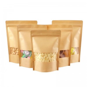 Custom Eco Recyclable Resealable Ziplock Food Kraft Paper Stand Up Flat Pouches Packaging