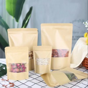 Imballaggio di sacchetti piatti in carta kraft per l'alimentu Ziplock Riciclabile Eco Personalizatu