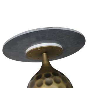 Small Round Slate Bronze Metal Side Table
