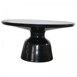 Black Round Glass Metal Coffee Table