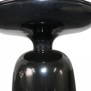 Small Black Round Glass Metal Side Table