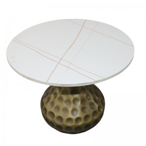 Round Slate Bronze Metal Mini Side Table