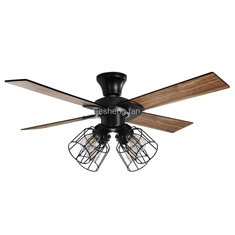 American Retro 4 Plywood Blades Ceilling Fan Dc Bldc Chandelier Fan Commercial Ceiling Fan with Light and Remote