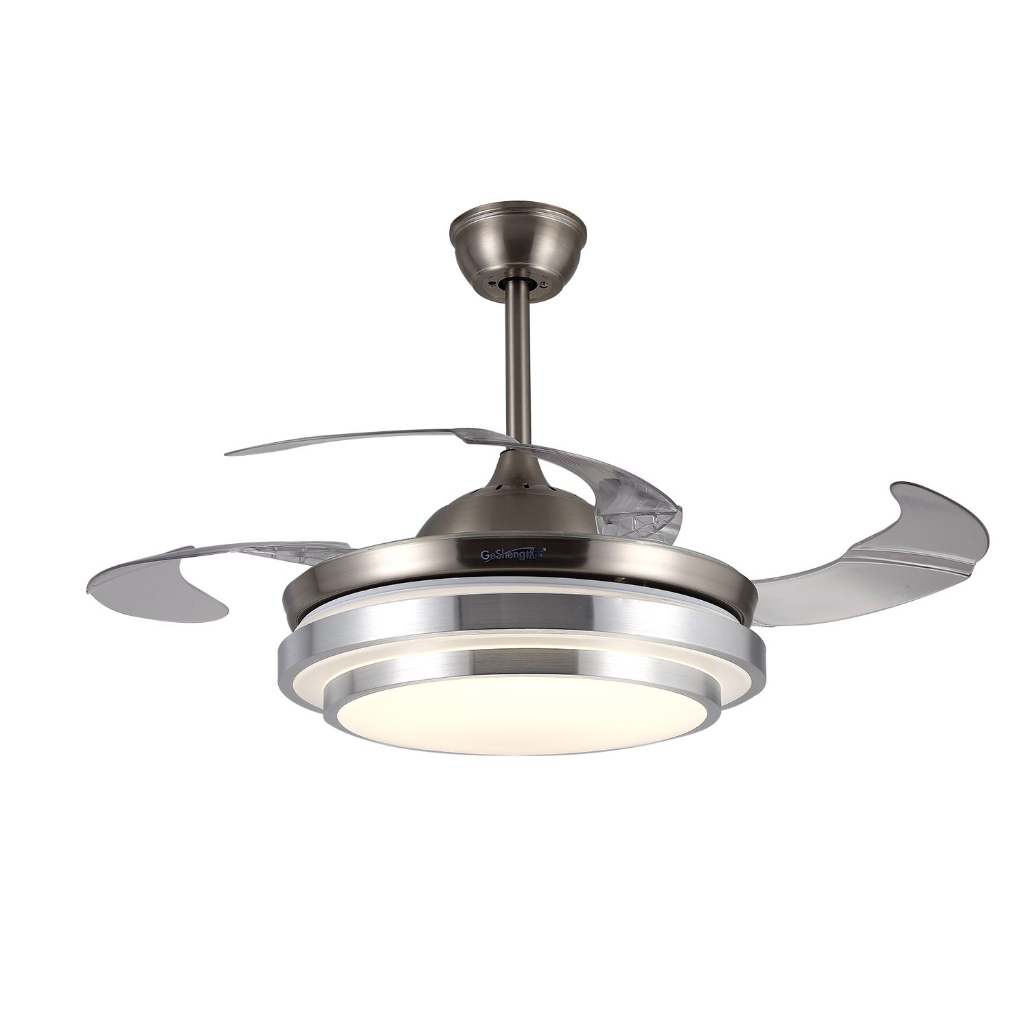 ទំនើប 42 អ៊ីញ តំលៃថោក 3 ABS Invisible Hidden Blades Dc Bldc Remote Control Fan Ceiling Retractable Fan with LED Light