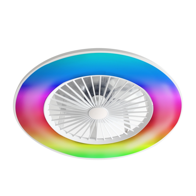បន្ទប់គេងទំនើប Smart APP Wifi Low Profile Invisible Flush Mount DC Motor Remote Control Tuya Ceiling Fan with RGB Lights Home