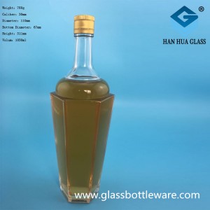 1000ml High Capacity Crystal White Glass Wine Bottle