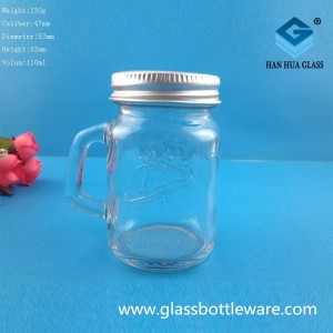 Wholesale of 100ml Mason Glass Cup with Handle