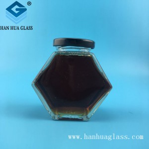 180ml six-sided glass honey jam jar