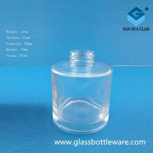 Wholesale 150ml round flameless rattan glass aromatherapy bottle with silk mouth