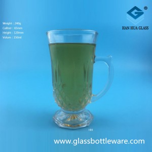 Wholesale 500ml glass juice beverage cup with handle