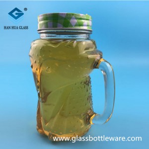 Factory direct sales 600ml glass juice cup with handle