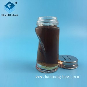 Fabriksengros glaskrydderikrukke med forseglet metallåg
