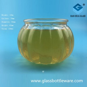 Wholesale 230ml pumpkin shaped glass export candle jar
