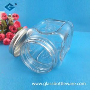 Hot selling 450ml square sealed glass honey bottle
