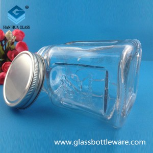 Hot selling 450ml square sealed glass honey bottle